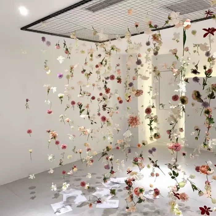 Rideau de fleurs artificielles style bohème