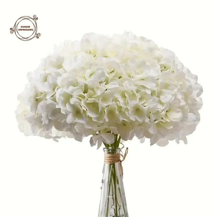 Têtes de fleurs d'hortensia artificielles, 10 pièces, avec tiges, décoration de fête de mariage, fausses fleurs, ornement de maison, Bouquets en soie, décorations de salle