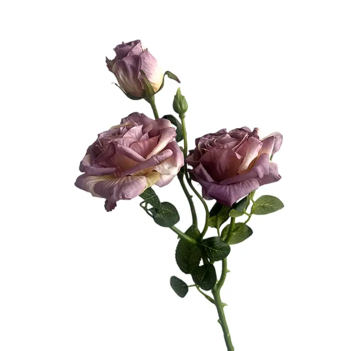 Fleurs artificielles à tige de Rose avec 3 fleurs, fournitures décoratives pour mariage et événement