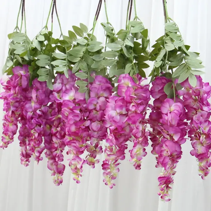 Guirlande de fleurs artificielles de glycine pour décoration murale