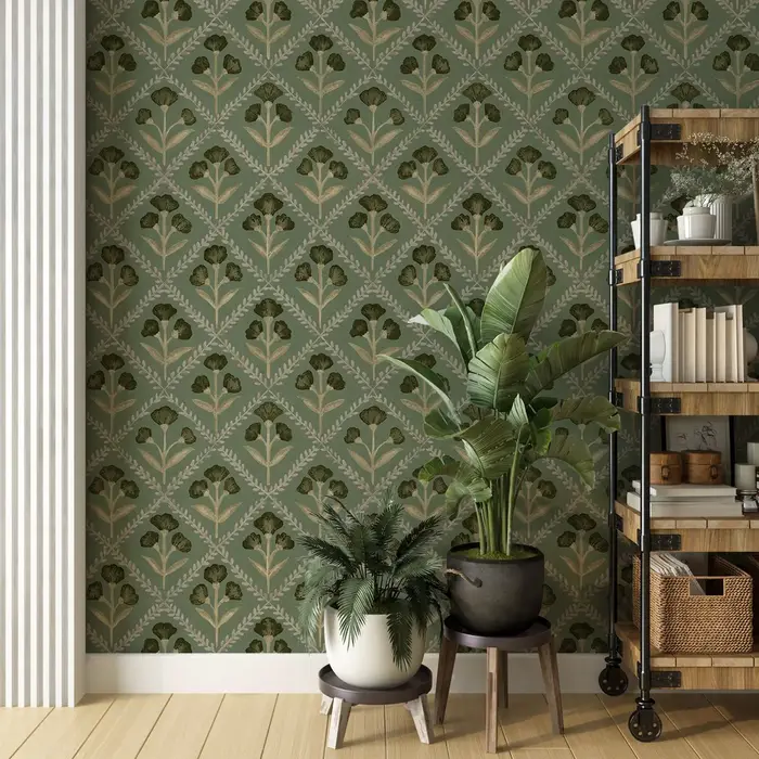 Papier peint plantes modernes vertes