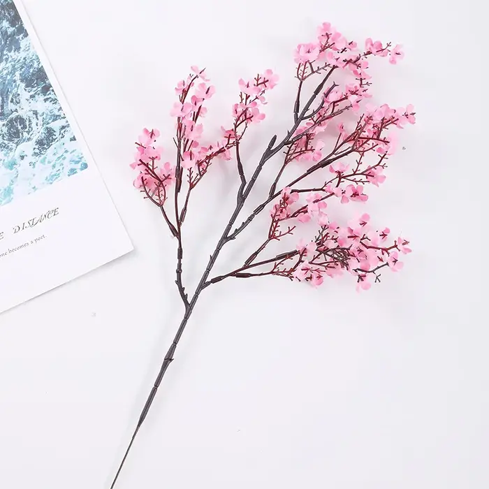 Fausses fleurs de cerisier roses et gypsophile (plantes artificielles)-pour bouquet de mariage bricolage