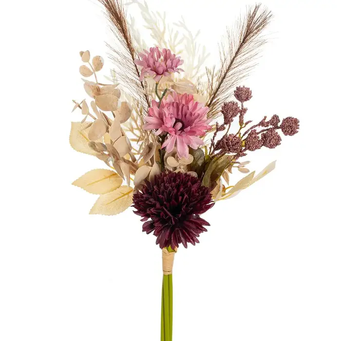 Fleur artificielle soie fossé Reed Chrysanthème mariage mariée Bouquet bricolage cadeau maison Vase Cour Festival jardin extérieur ArchDecor