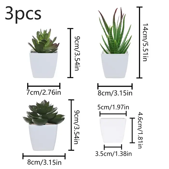(Un ensemble de 3 pièces) de mini plantes en pot simulées adaptées à la décoration de maisons, de re