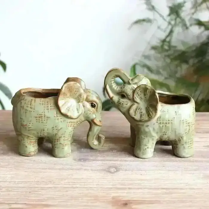 Nouveau pot de fleurs en céramique vintage en forme d'éléphant