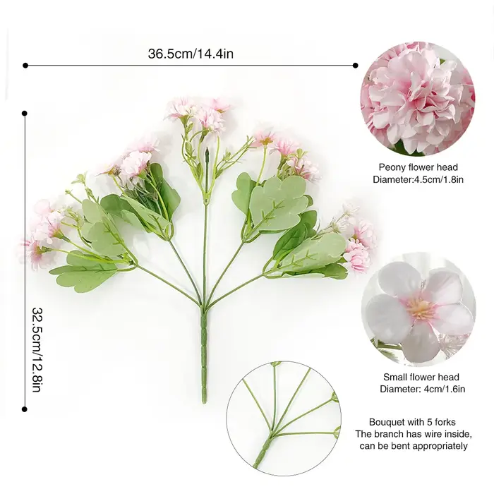 Bouquet de Pivoines et Hortensias Artificielles Bleues