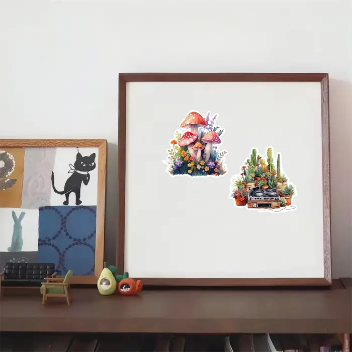 1 paquet d'autocollants mignons de cactus du désert dessinés à la main en aquarelle pour carnet