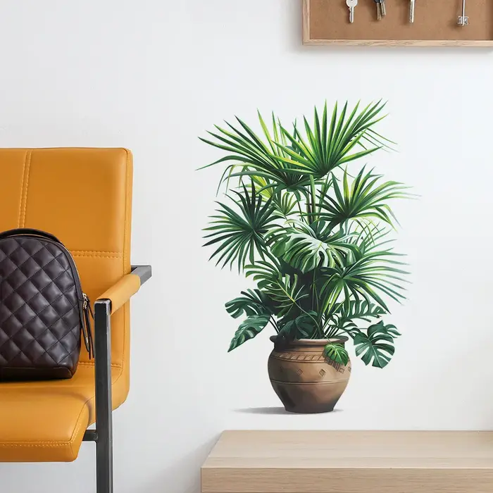 Autocollant mural plante verte en Pot