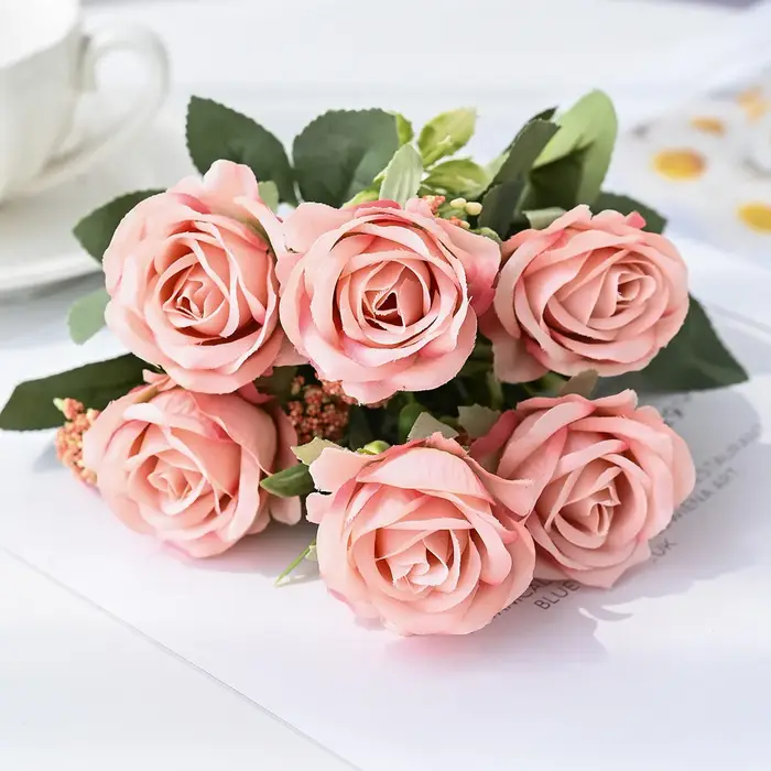 Fleurs Artificielles en Soie, Bouquets de Roses pour Festivals, Jardins, Maisons, Tables, Mariages, 