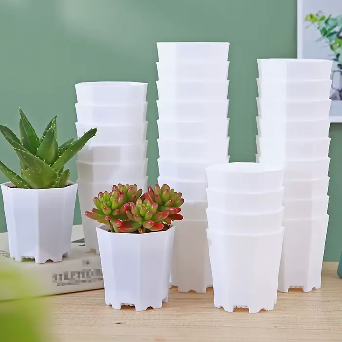 Pots octogonaux en plastique de 7cm