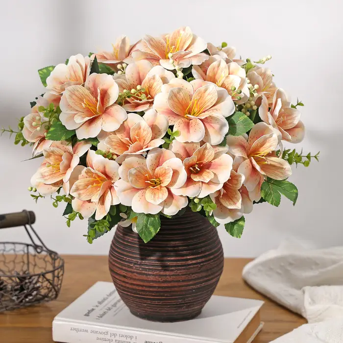Fleurs artificielles Azalea Couronne de mariage Accueil Chambre Table Automne Décor Bouquet de mariée Jardin Vase Conseil Extérieur Cour Bricolage Cadeau