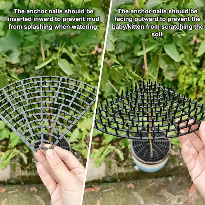 Protecteur de sol pour pot de plantes à double usage avec grilles découpées à pointes