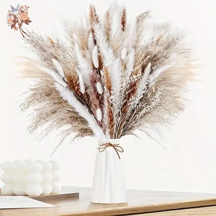 60 Pièces de Bouquet de Fleurs Séchées d'Herbe de la Pampa