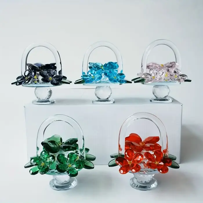 Ornement de panier à fleurs en cristal - Décoration élégante pour la maison