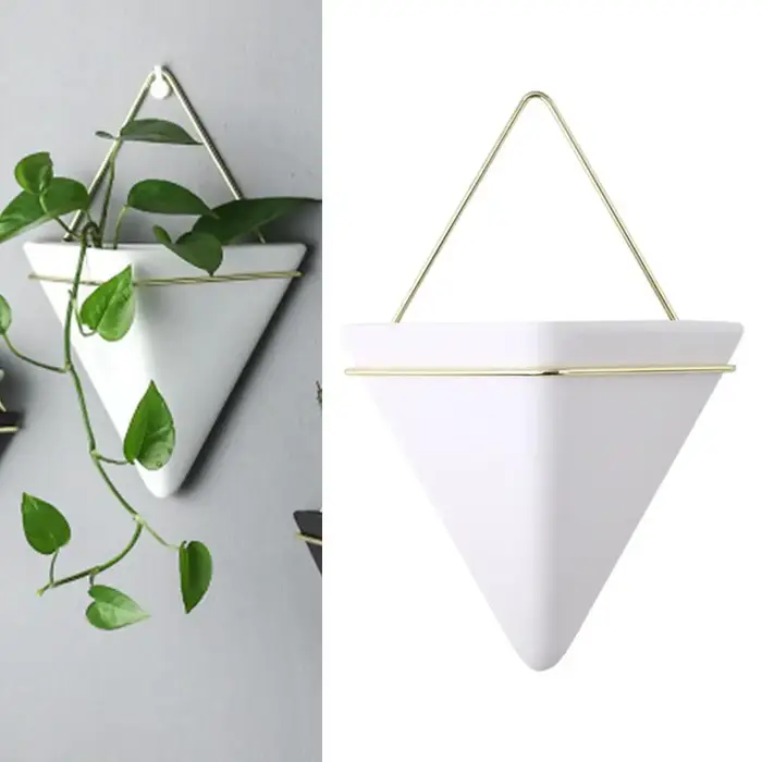 Jardinière suspendue triangulaire en céramique, jardinière intérieure et extérieure, décoration de maison pour fleur