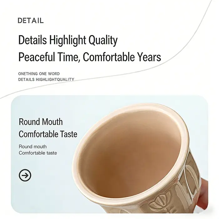 1 pièce Tasse en céramique style arabe à motif tulipe en relief 100/180/250 ml