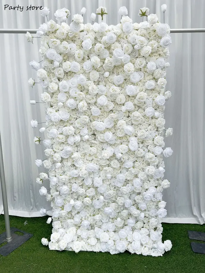 Mur de Fleurs Artificielles Blanches 5D