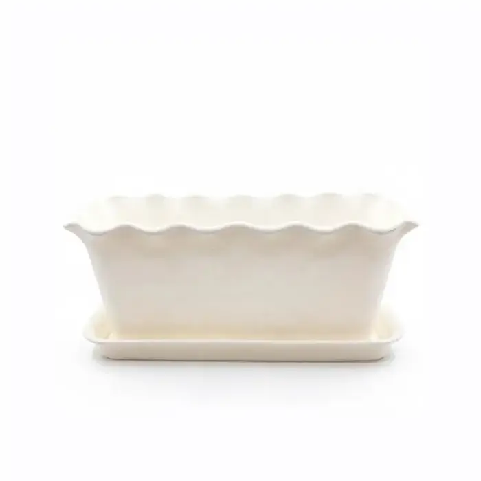 Soucoupe rectangulaire ondulée pour pot de fleurs