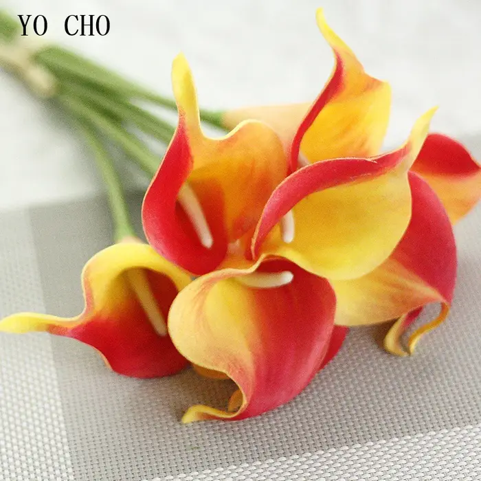 Fleur artificielle YO CHO pour la décoration de la maison, lys calla en latex, mariage, bouquet de mariée, Saint-Valentin, fournitures de fête, cadeau