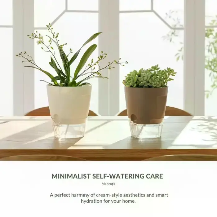 Pots de plantes auto-arrosants d'intérieur, jardinières modernes en plastique pour orchidées, succulentes, herbes, fleurs, décoration maison et bureau