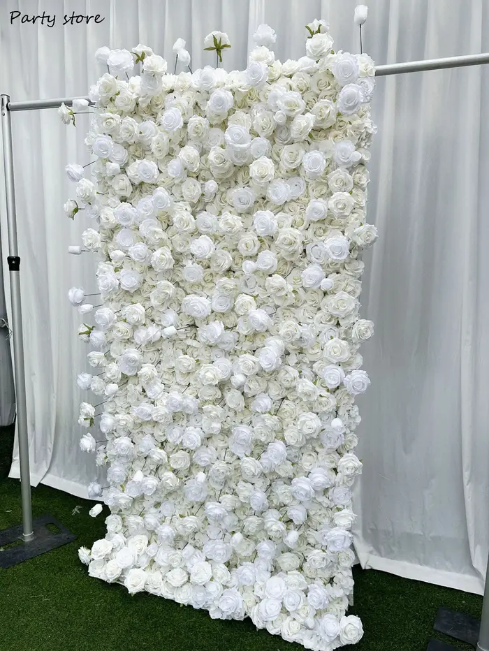 Mur de Fleurs Artificielles Blanches 5D