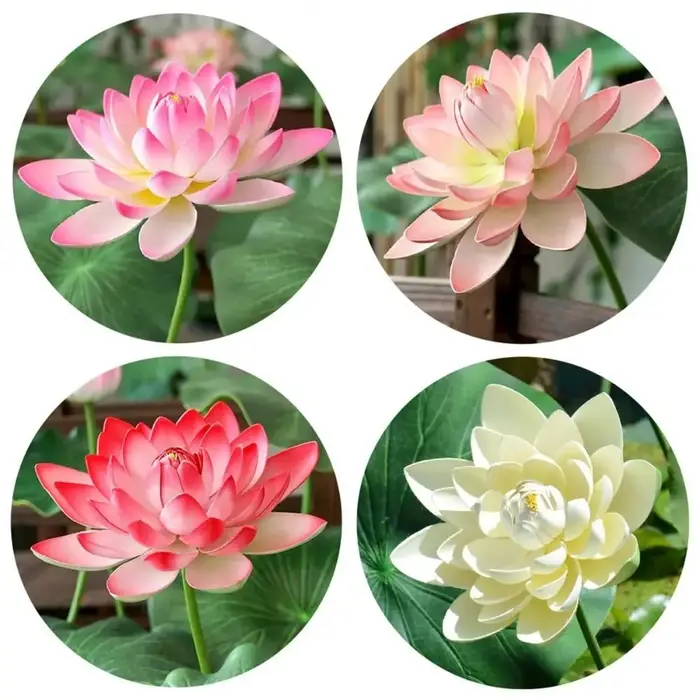 Fleur artificielle artistique pour décoration DIY, fleur de lotus simulée en EVA, plante verte à longue tige, fausse fleur décorative