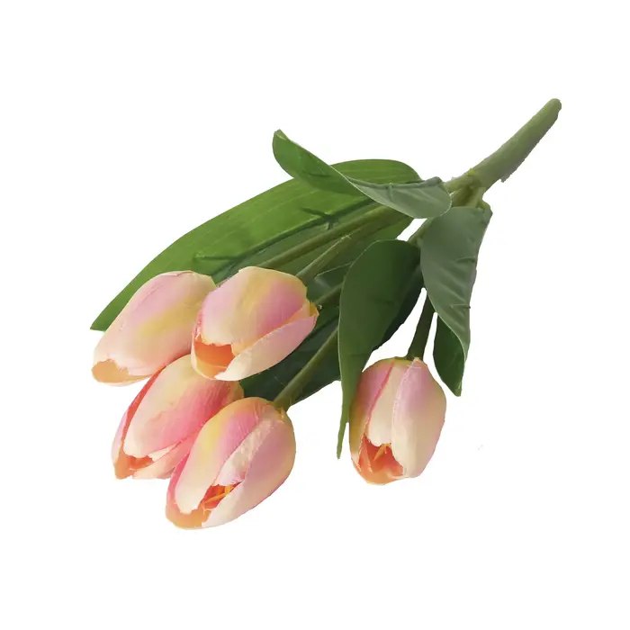 5 tulipe Simulation Bouquet Style Pastoral En Soie Tissu Faux Fleurs De Mariage Décoration Plante Verte En Pot Accessoires