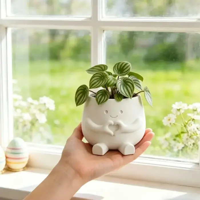 Pot de fleurs imprimé en 3D en forme de mains de cœur
