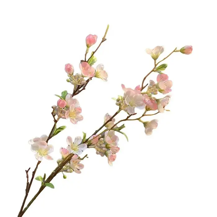 Longue branche artificielle de fleurs de cerisier de 84 cm à 2 branches