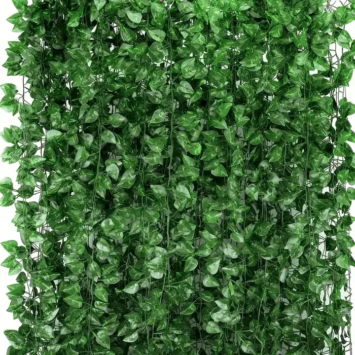 Guirlande de feuilles de lierre artificielles vertes