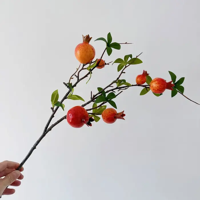 Nouvelle grenade artificielle longue branche 6 Fruits artificiels fleurs pour la maison fête de mariage Tabel décoration décor de noël