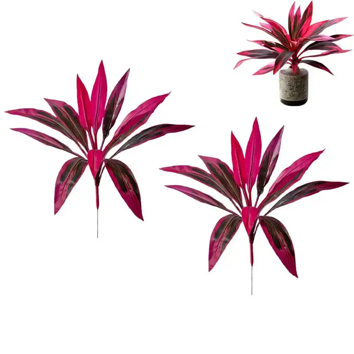 Plante artificielle de Cordyline fruticosa rouge, plante artificielle Dracaena fragrans à 12 feuille