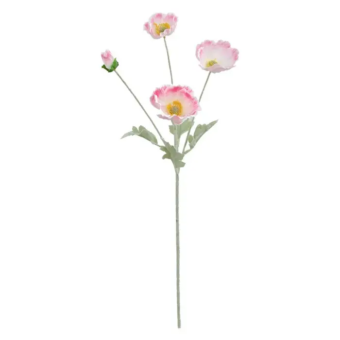 Fleur artificielle de pavot floqué pour la décoration intérieure de la maison