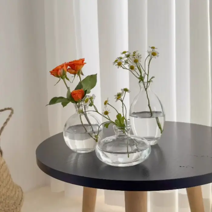 Mini vase à fleurs en verre transparent