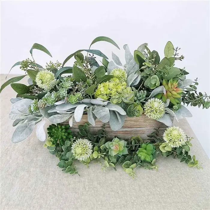 A36T-64Pcs Feuilles artificielles floquées en forme d'oreilles d'agneau