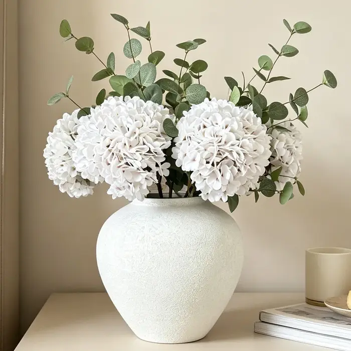 Grand vase rond en fer pour fleurs séchées