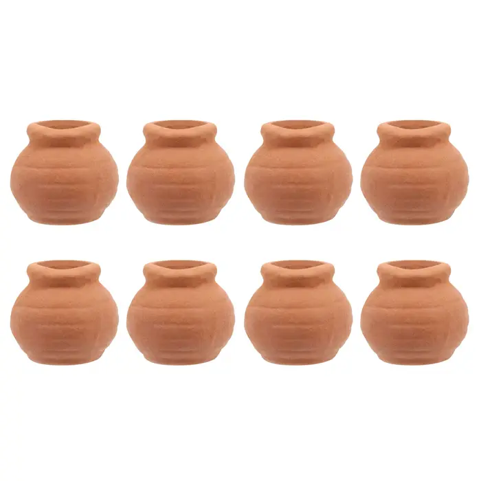8 petits pots en argile