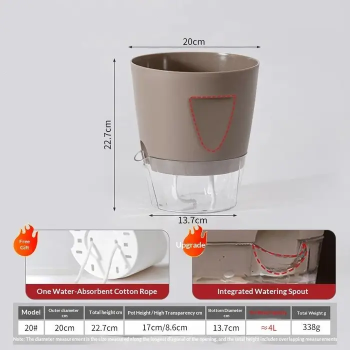 Pots de plantes auto-arrosants d'intérieur, jardinières modernes en plastique pour orchidées, succulentes, herbes, fleurs, décoration maison et bureau