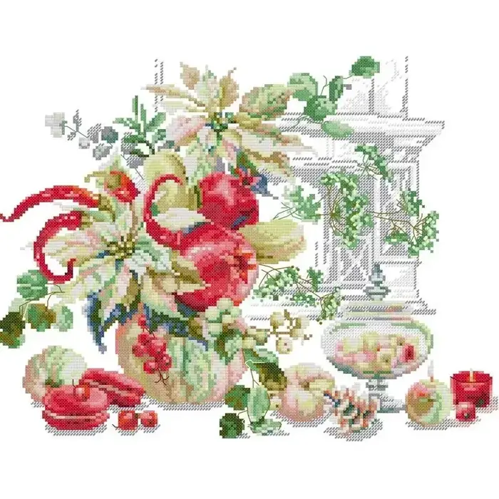 Analyste de point de croix de la série de fleurs de bouquet de convocation de Noël