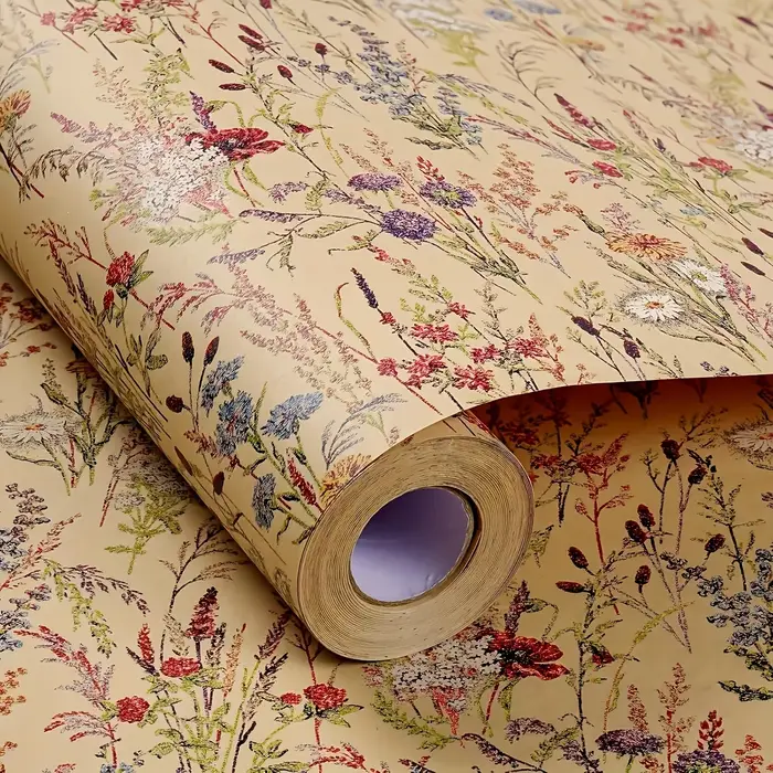 Rouleau de papier cadeau floral Wildflower, 17 pouces x 118 pouces, papier cadeau kraft pour anniver