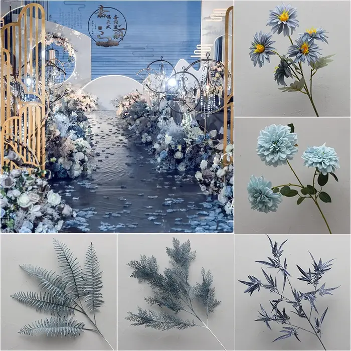 Arrangement Floral série bleu brume