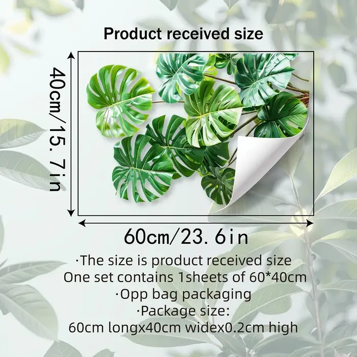 Autocollant mural en forme de feuille de Monstera, plante tropicale verte, pour salon, chambre à cou