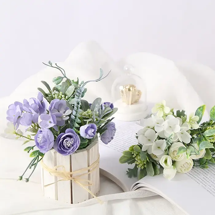 Bouquet d'hortensias artificielles en soie