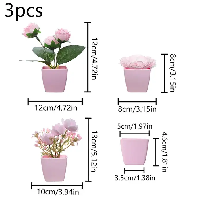 (Un ensemble de 3 pièces) de mini plantes en pot simulées adaptées à la décoration de maisons