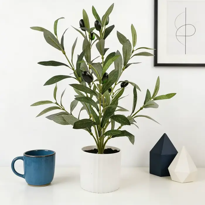 1 arbre d'olivier artificiel en pot pour la décoration de la maison