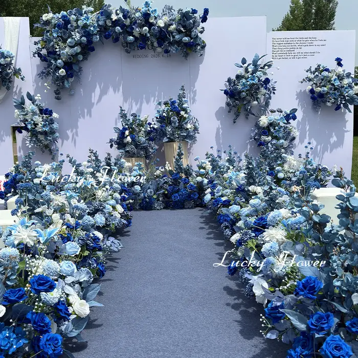 Fleurs artificielles d'extérieur de couleur bleue