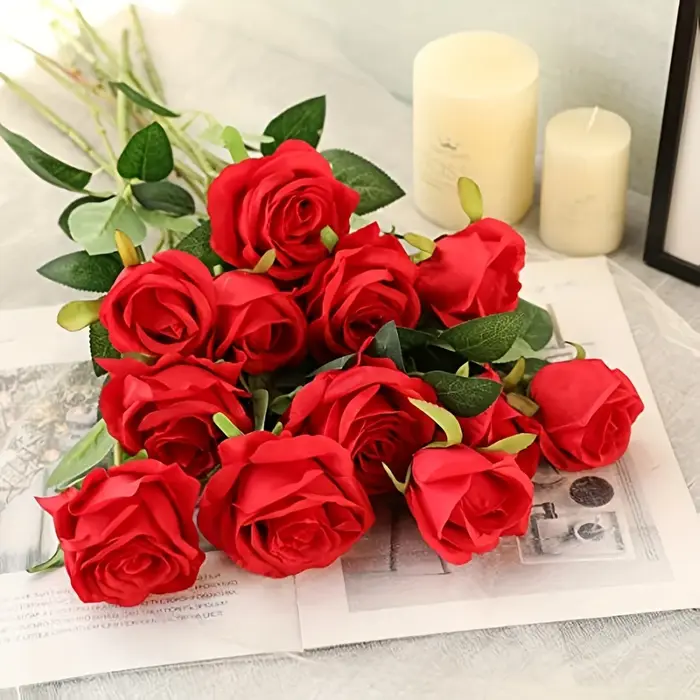 Bouquet de roses artificielles réalistes