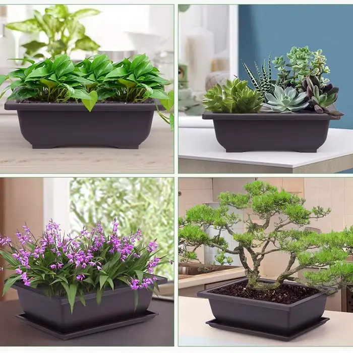 Pots de fleurs rectangulaires carrés en plastique