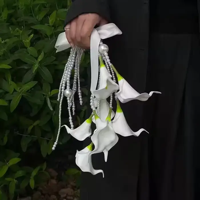Bouquet de fleurs artificielles de luxe avec perles pour mariage