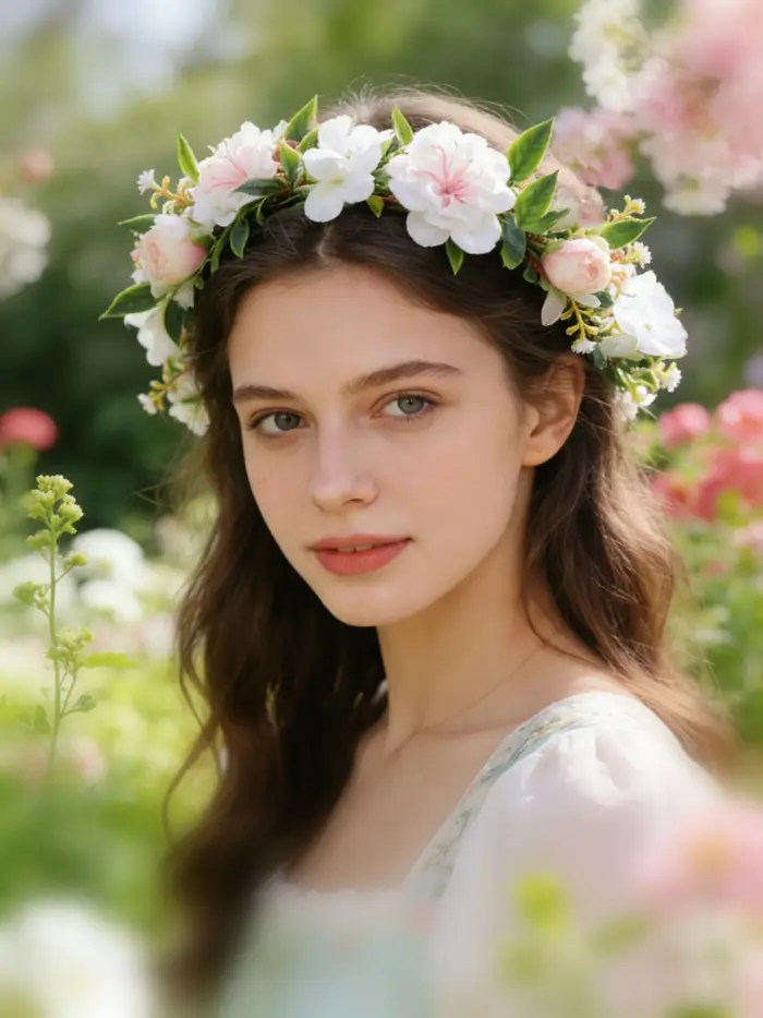 Couronne de fleurs artificielles bleues fraîches
